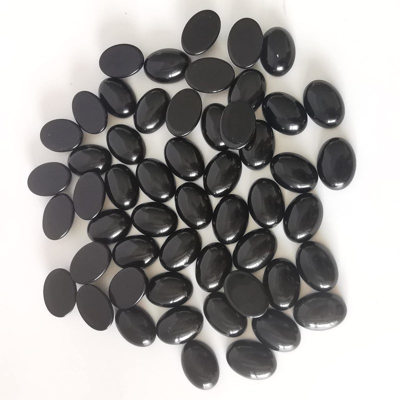 Loveliome 18x13mm Oval Cabochons Flatback Crystal Stone Gemstones Beads for Jewelry Making DIY Pack of 10  Black Obsidian - Image 4